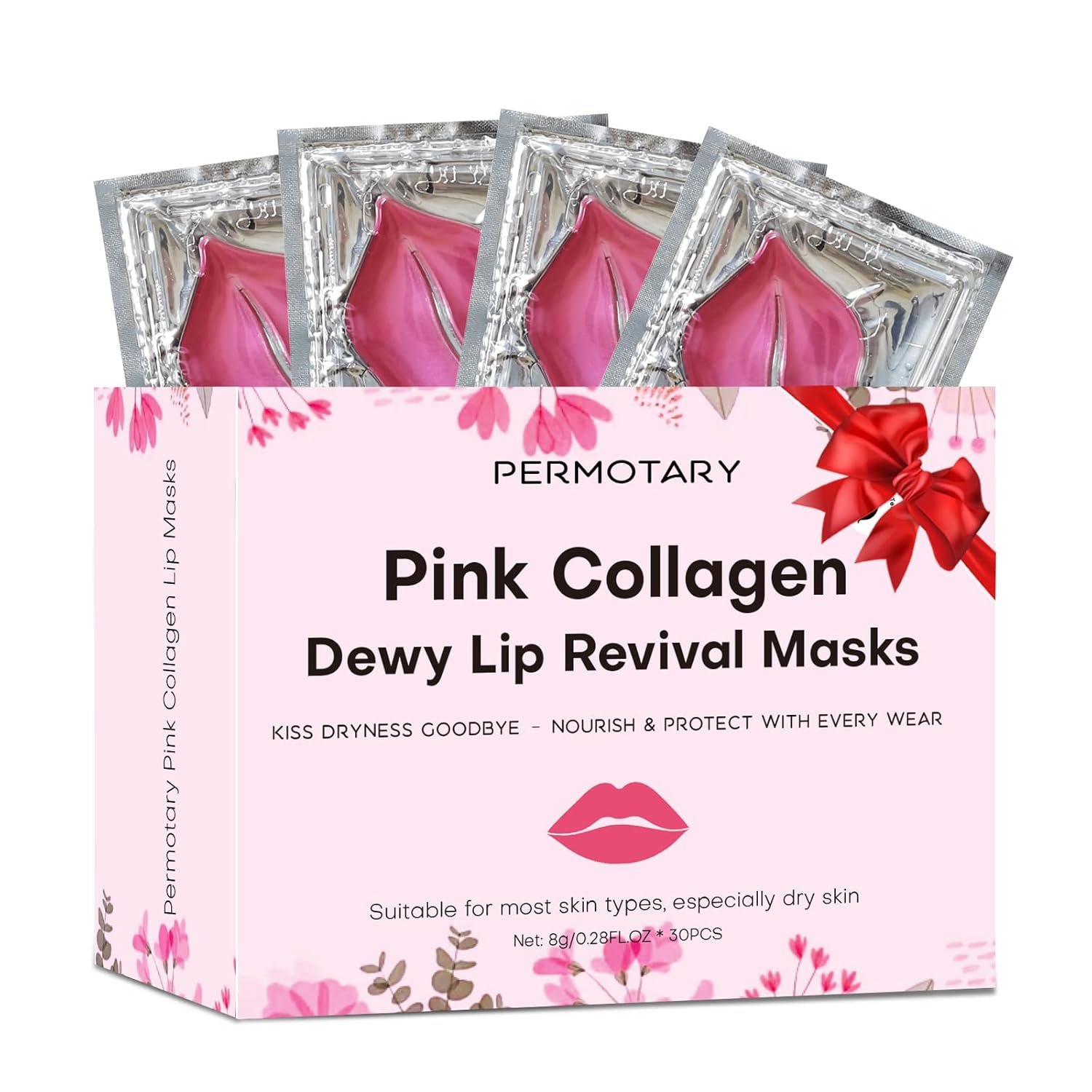 30 PCS Moisturizing Collagen Lip Mask Crystal Mouth Care Pads Mask for Moisturizing & Reducing Chapped, Smoothing Fine Lines Lip Patches with Moisture Essence for Gifts