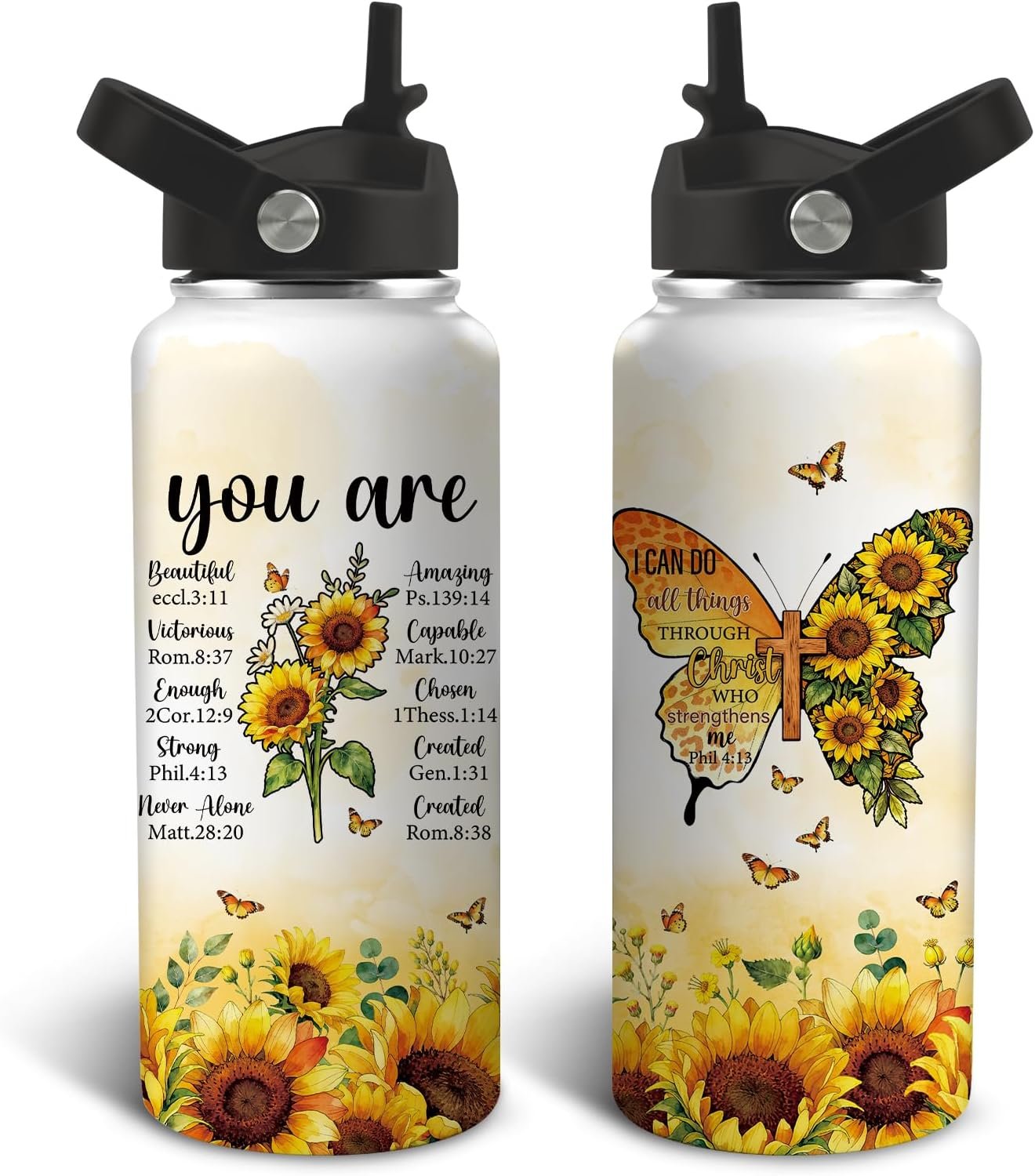 Christian Gifts for Women, 32oz You Are Water Bottle with Straw, Inspirational Religious Birthday Gifts for Women, Christian Tumbler Stainless Steel Coffee Cup for Girls Sisters Friends