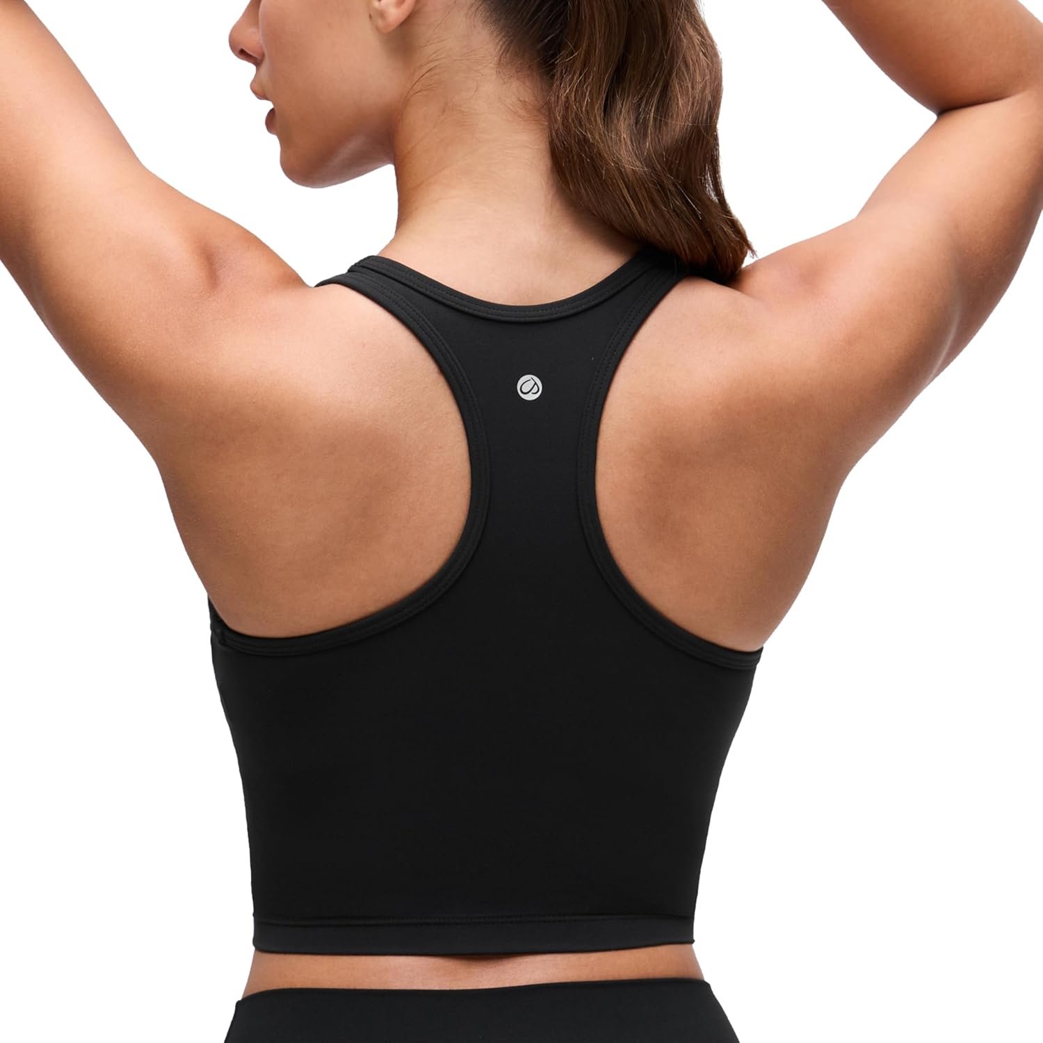 CRZ YOGA Butterluxe Racerback Crop Tank Tops for Women – Padded Y-Back Longline Sports Bras Scoop Neck Workout Yoga