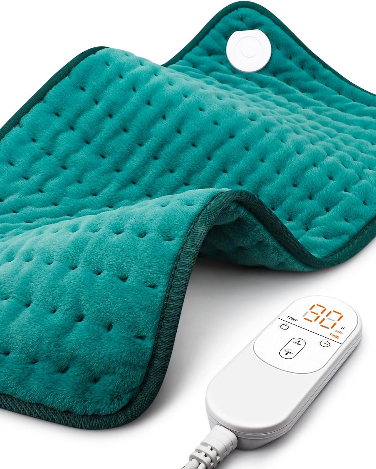 Heating Pad for Back & Period Cramps, Mothers Day Gifts & Birthday Gifts for Women Mom Men Dad, Electric Heating Pads for Abdomen/Waist/Shoulder, 12″ x 24″, 6 Heat Settings, 4 Auto-Off, Teal Green