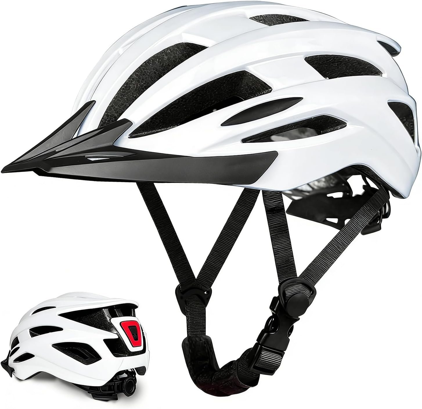 Adult Bike Helmet Men for Women with USB Rechargeable Rear Light, Detachable Sun Visor, Adjustable Dial,Fits 56-62cm, CPSC Safety Certified Bicycle Helmet