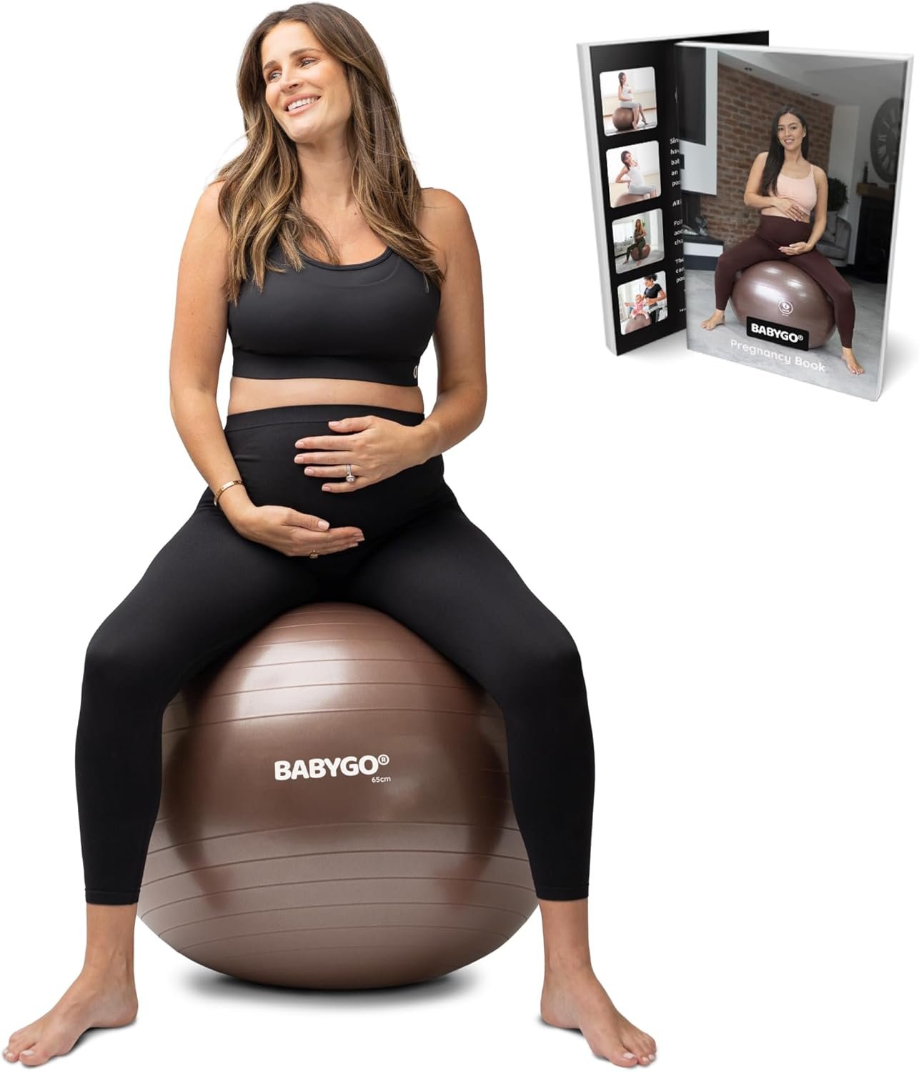 BABYGO Birthing Ball – Pregnancy Yoga Labor & Exercise Ball & Book Set Trimester Targeting, Maternity Physio, Birth & Recovery Plan Included Anti Burst Eco Friendly