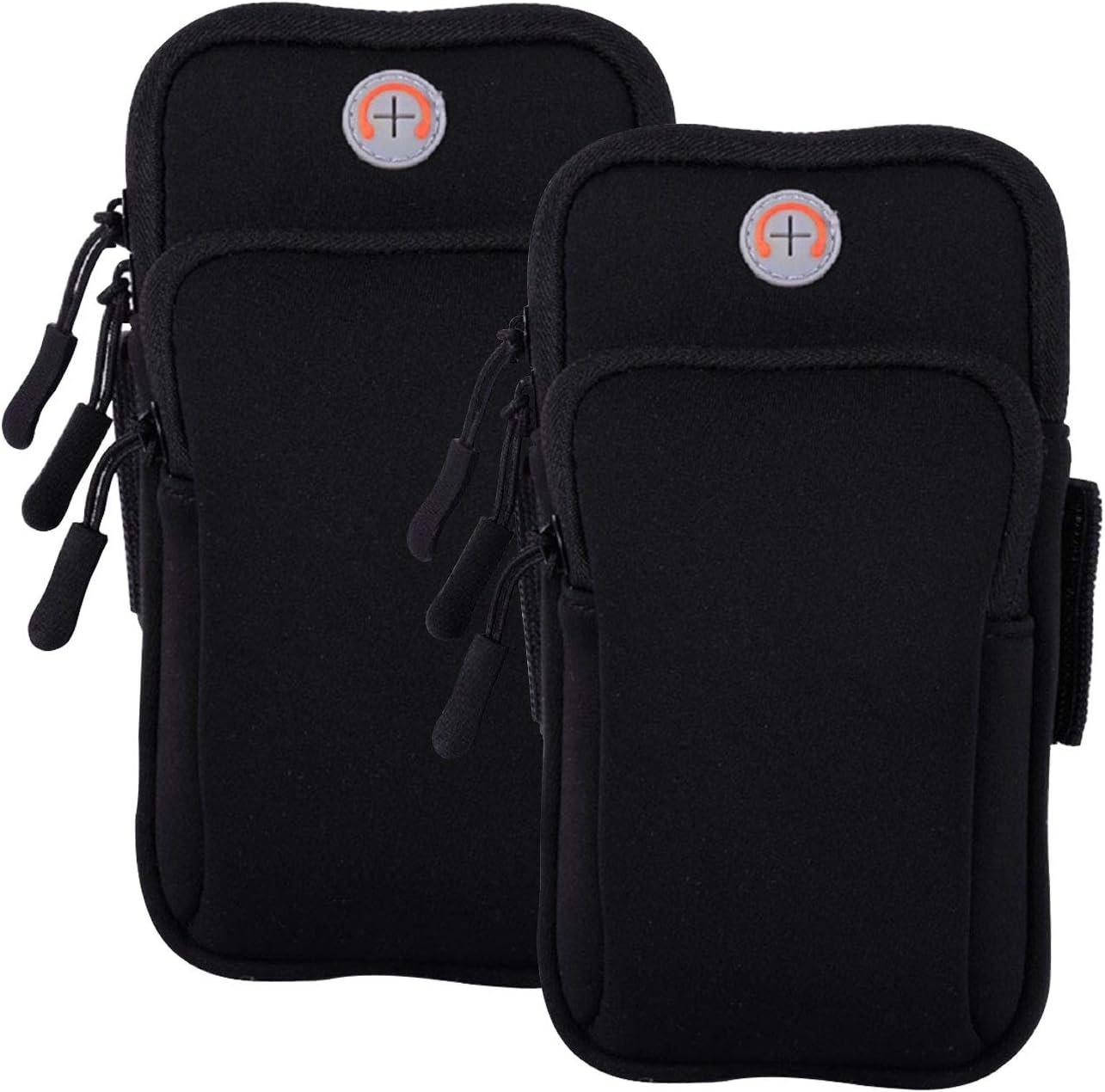2Pack Phone Armband for Running,Cell Phone Holder Arm Band for iPhone 17 16 16e 15 14 13 12 11 Pro Max Xs Max Xr X 8 7 Plus Mini/Galaxy S26 S25 S24 Note,Waterproof iPhone Armband,Black Sleeve