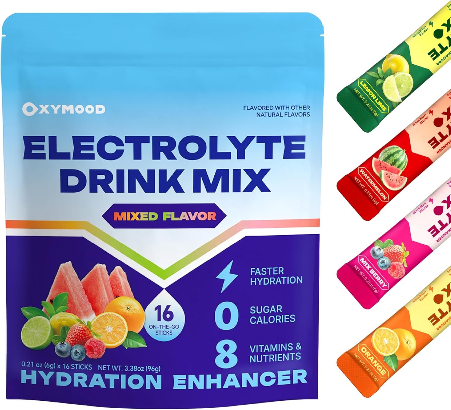Sugar Free Electrolytes Powder Packets – Salty High Sodium Hydration Packets, Electrolytes Drink Mix for Fitness Enthusiasts & Outdoor Workers, Calories Free(Variety 16 Sticks)