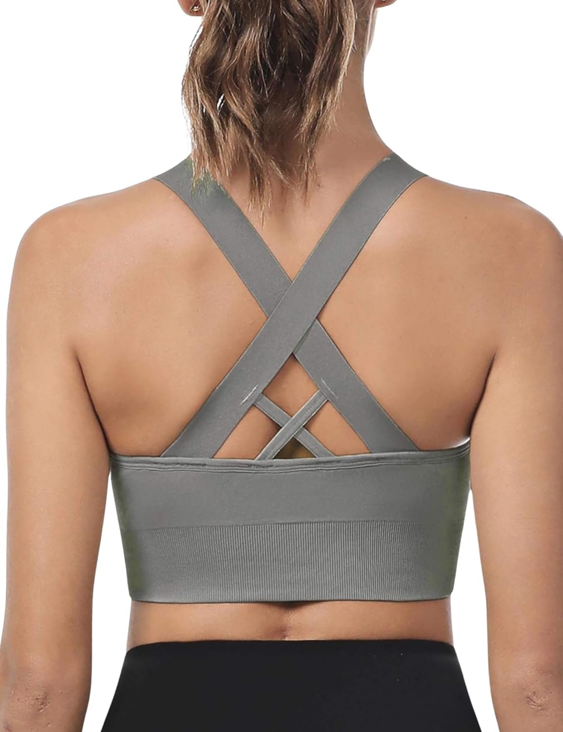 Sports Bra for Women, High Support Criss-Cross Back Padded Strappy Push up