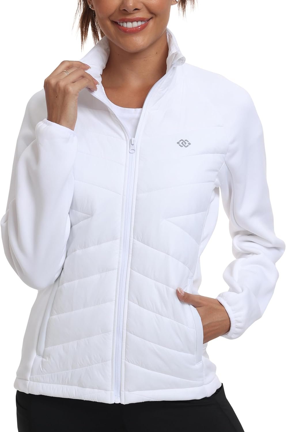 MoFiz Womens Lightweight Insulated Hiking Jacket Fleece Lined Thermal Hybrid Softshell Full Zip Winter Fall Running Coat