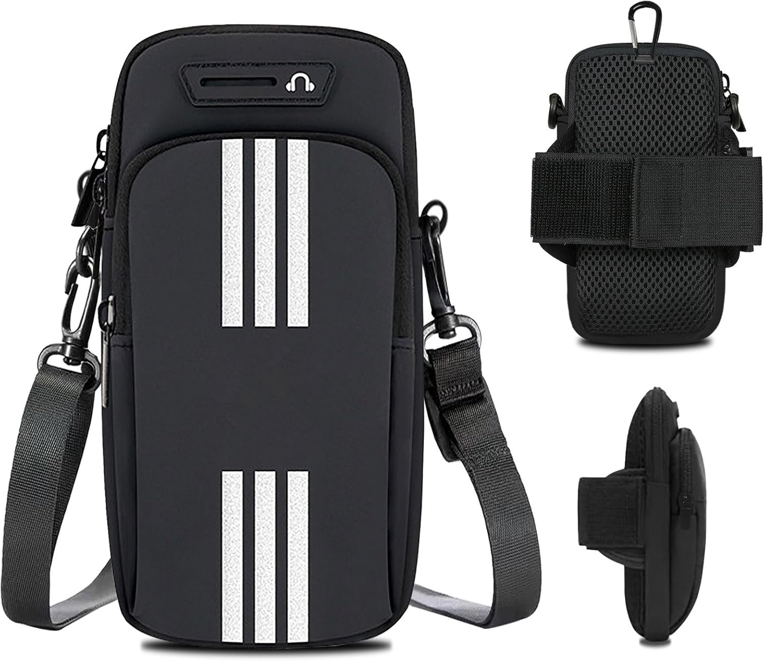 Phone Holder for Running Armband Cell Phone Purse Crossbody for Women Men Kids,iPhone 17 16 15 14 13 12 11 Pro Max Xs 16e Xr X 8 7 Plus Mini Pouch,Galaxy S26 S25 S24 Ultra Note Arm Bag Black