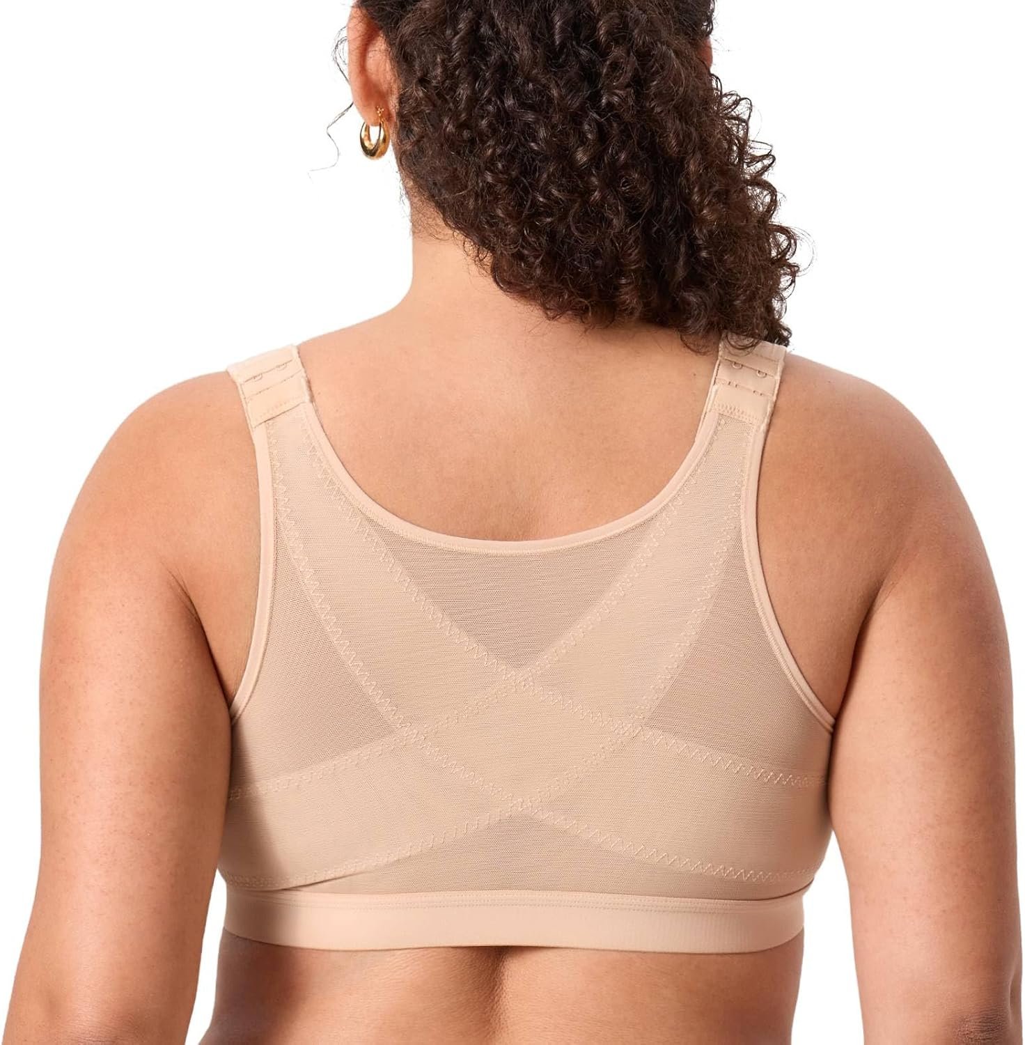 DELIMIRA Women’s Posture Bra Front Closure Lightly Padded Plus Size Wireless Full Coverage No Underwire Bras