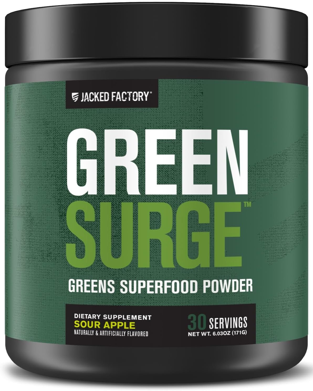 Jacked Factory Green Surge Green Superfood Powder- Keto Friendly Greens Drink w/Spirulina, Wheat & Barley Grass, Organic Greens – Green Tea Extract, Probiotics & Digestive Enzymes – Sour Apple