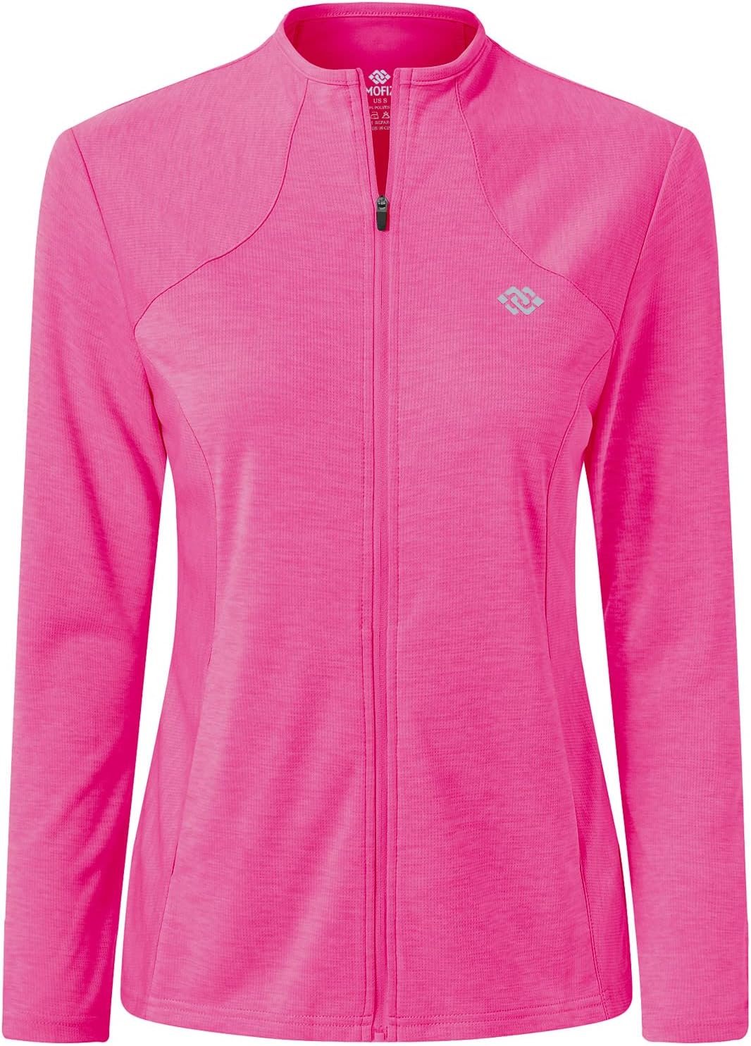 MoFiz Women’s Full Zip Hiking Shirt Lightweight UPF 50+ Sun Protection Running Jacket Long Sleeve Sports Outdoor Top Pocket