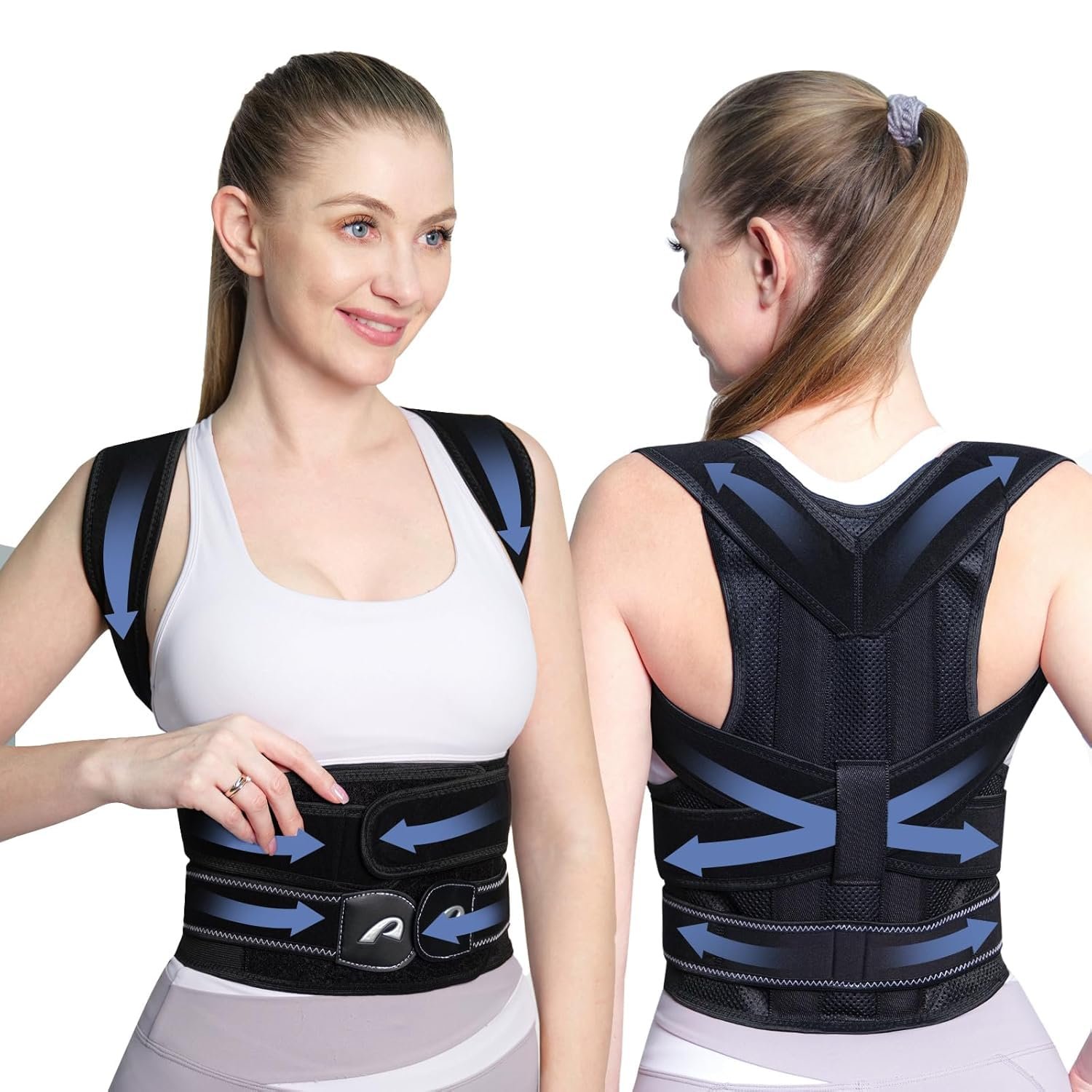 AOFIT Posture Corrector Back Brace for Women and Men Adjustable Full Back Support Shoulder Straightener Braces, Upper & Lower Back Pain Relief – Scoliosis/Hunchback/Hump/Thoracic/Spine Corrector (Black, Small)