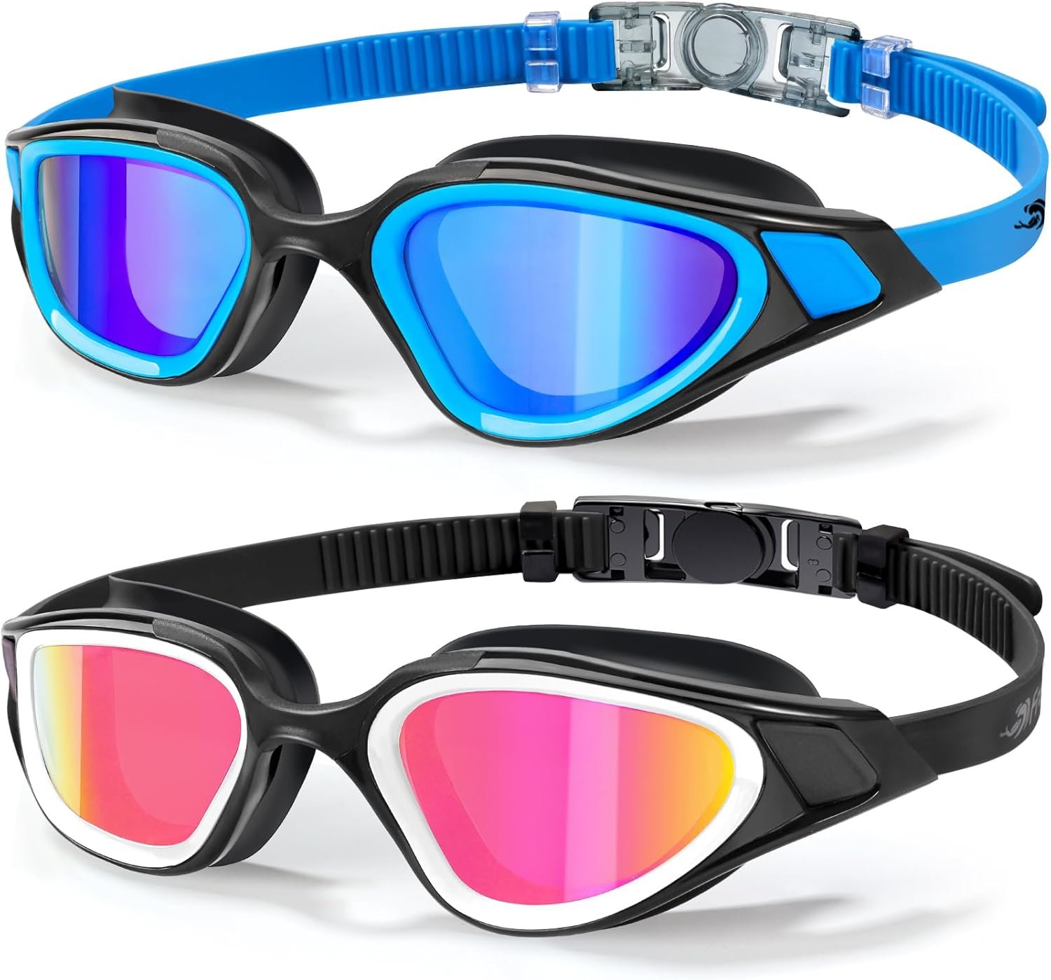 Freela 2Pack Polarized Unisex Adult Swim Swimming Goggles, UV400 Protection Anti Fog 180° Wide Clear View for Men Women Youth
