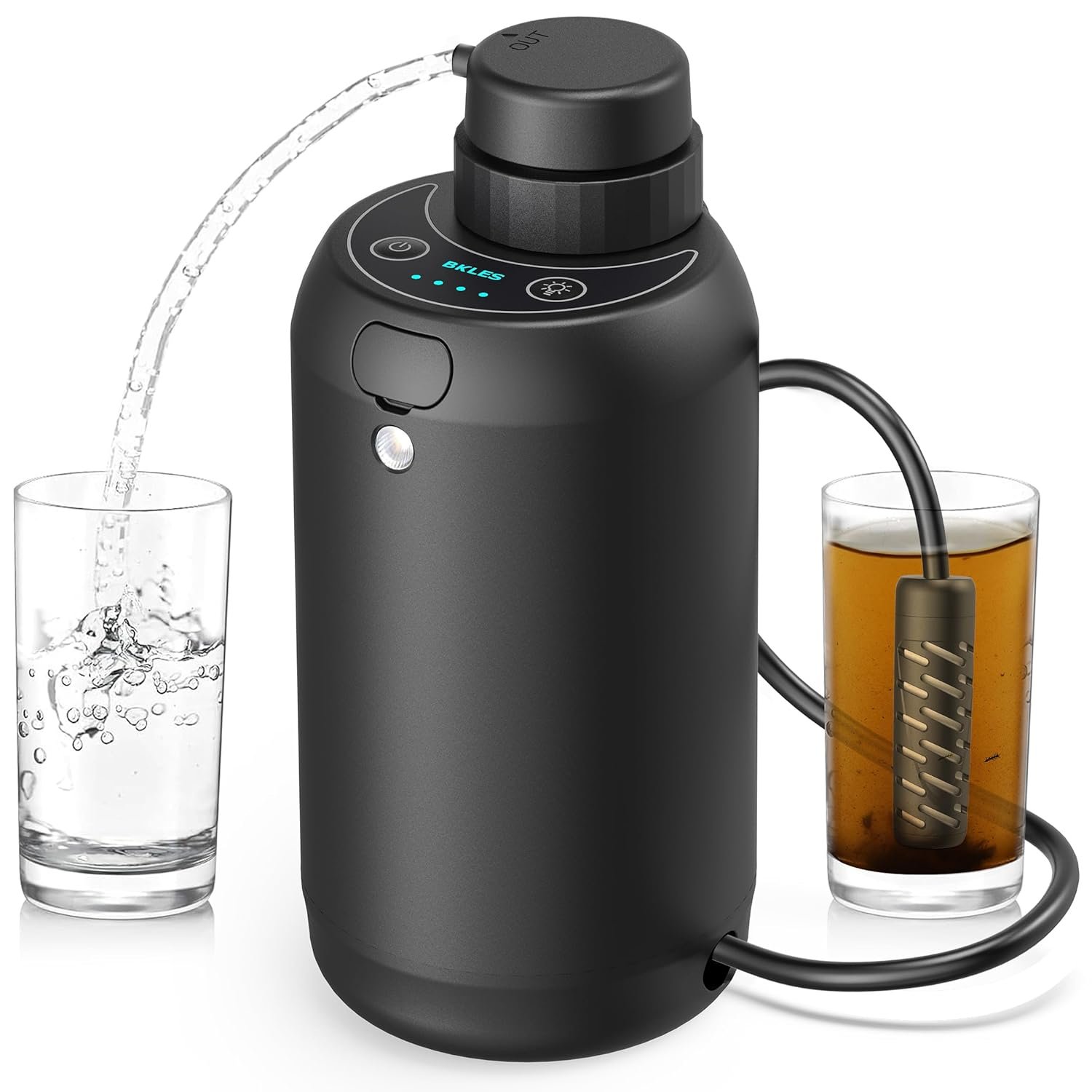 BKLES Water Filter Camping – Electric Portable Water Purifier Survival, 0.01 Micron, 6-Stage Water Filtration System Survival with Emergency Lighting for Hiking, Backpacking, Travel – BK-2000