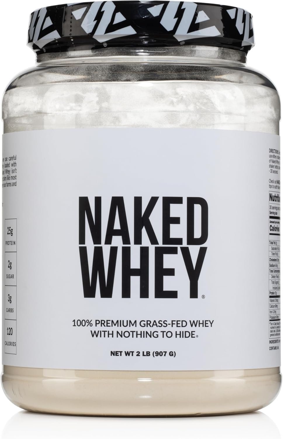 NAKED Whey 2LB 100% Grass Fed Whey Protein Powder – Only 1 Ingredient, Unflavored Whey Protein, NSF Certified, Undenatured, Gluten Free, Soy Free, No GMOs, No Preservatives