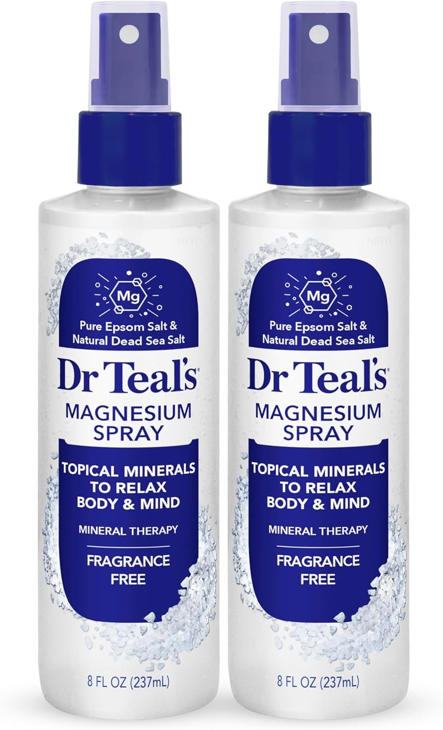 Dr Teal’s Topical Magnesium Spray with Natural Dead Sea Salt, Fragrance Free, 8 fl oz (Pack of 2)