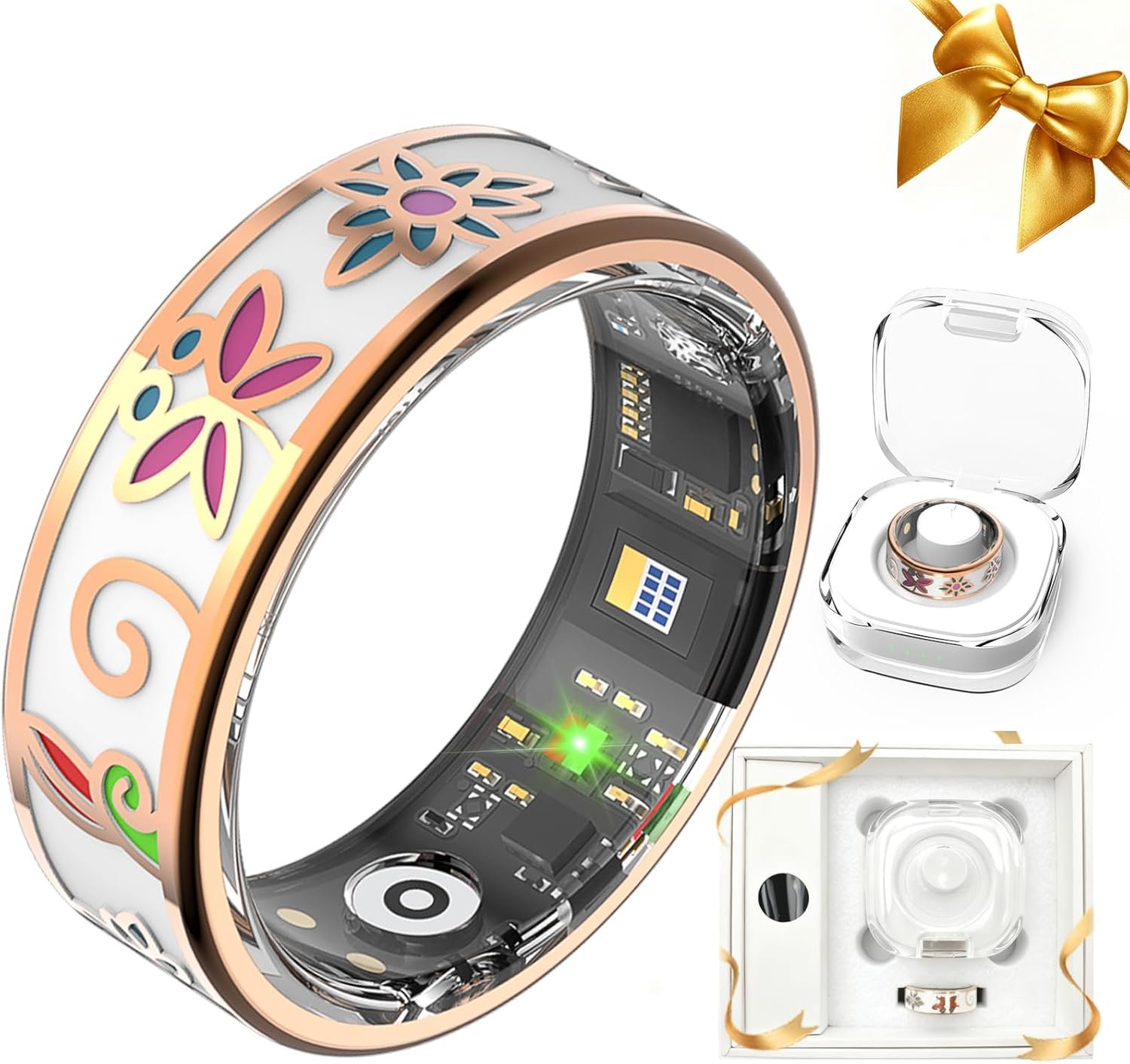 Enamel Craft Smart Health Rings for Women Men, Sleep Tracker with Heart Rate, Blood Oxygen, Fitness Ring for Activity Monitoring, No Subscription, Compatible with iOS & Android (Enamel Color, #9)