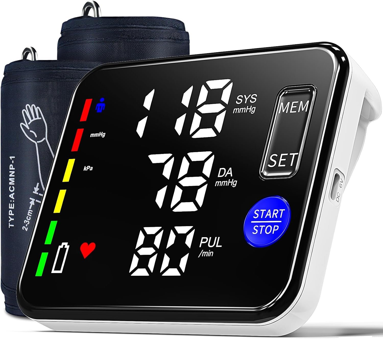 Blood Pressure Monitor Upper Arm Blood Pressure Monitors for Home Use with 9″-17″ and 15″-21.6″ Bp Cuff, Large Screen Rechargeable Bp Machine, 2×120 Memory, Voice Broadcast, Built-in Lithium Battery