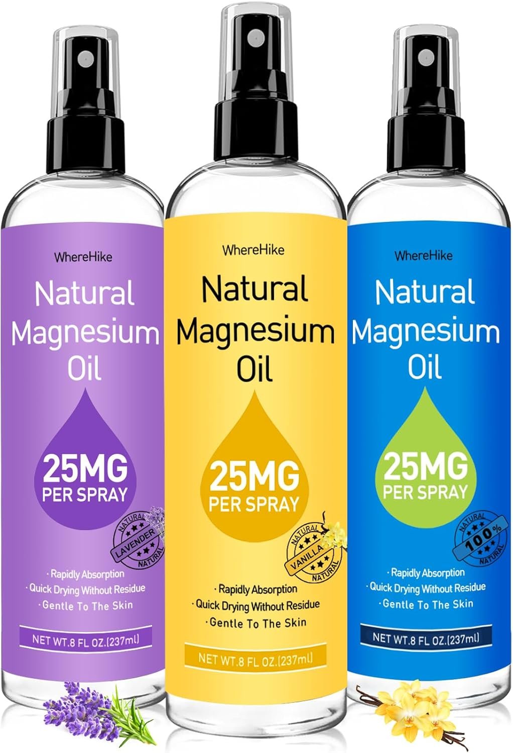 Stilip Magnesium Spray, Pure Magnesium Oil Spray for Feet,Ideal Gift for Muscle Relaxation&Better Sleep,Rapid Absorption,Quick Drying Without Residue-Vanilla