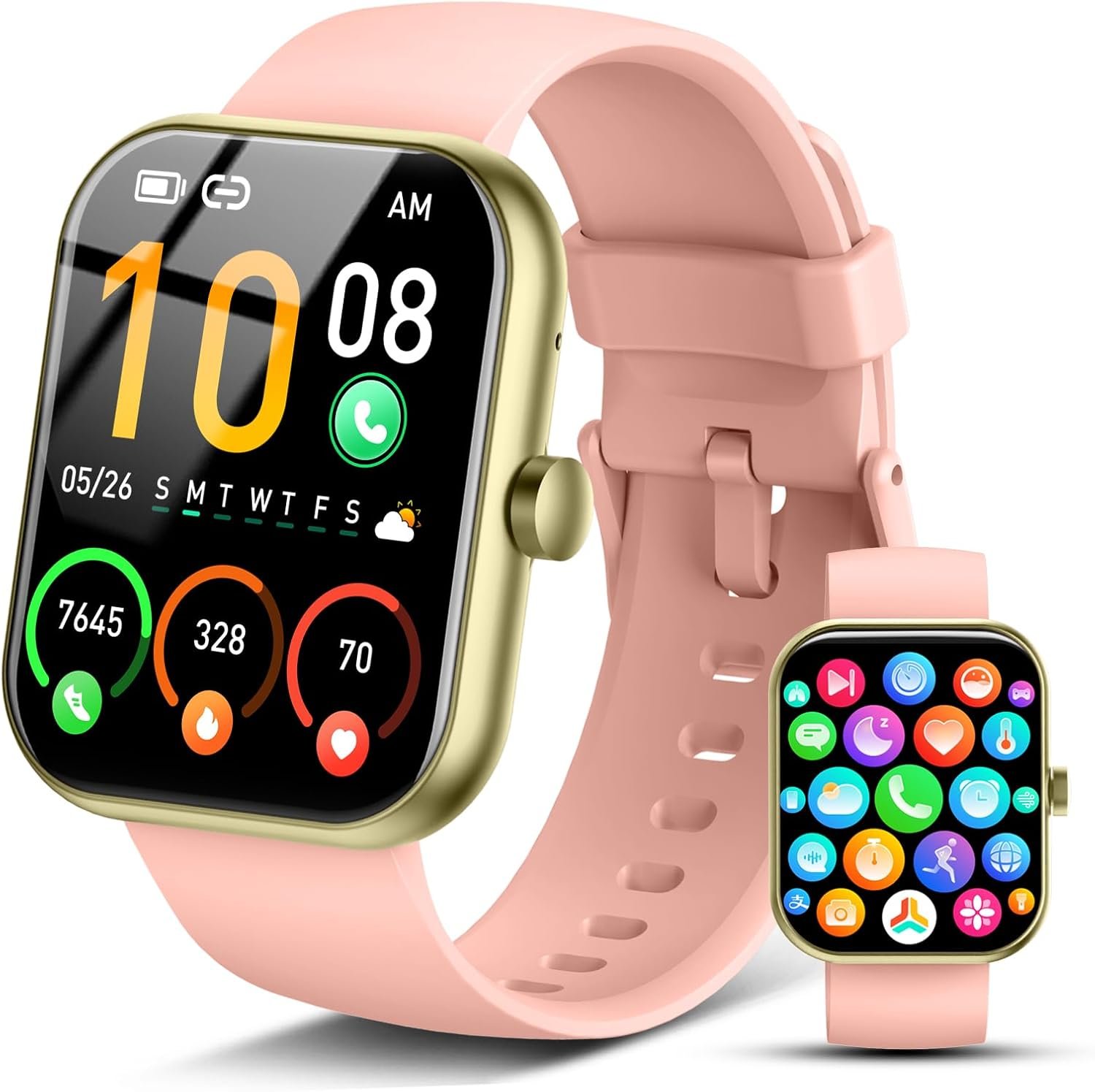 Smart Watch for Men Women, 1.96″ HD Fitness Tracker Running Watch (Answer/Make Call), IP68 Waterproof,Pedometer, Sleep/Step/Activity/Heart Rate Monitor,110+ Sport Mode Smartwatch for iOS Android,Pink