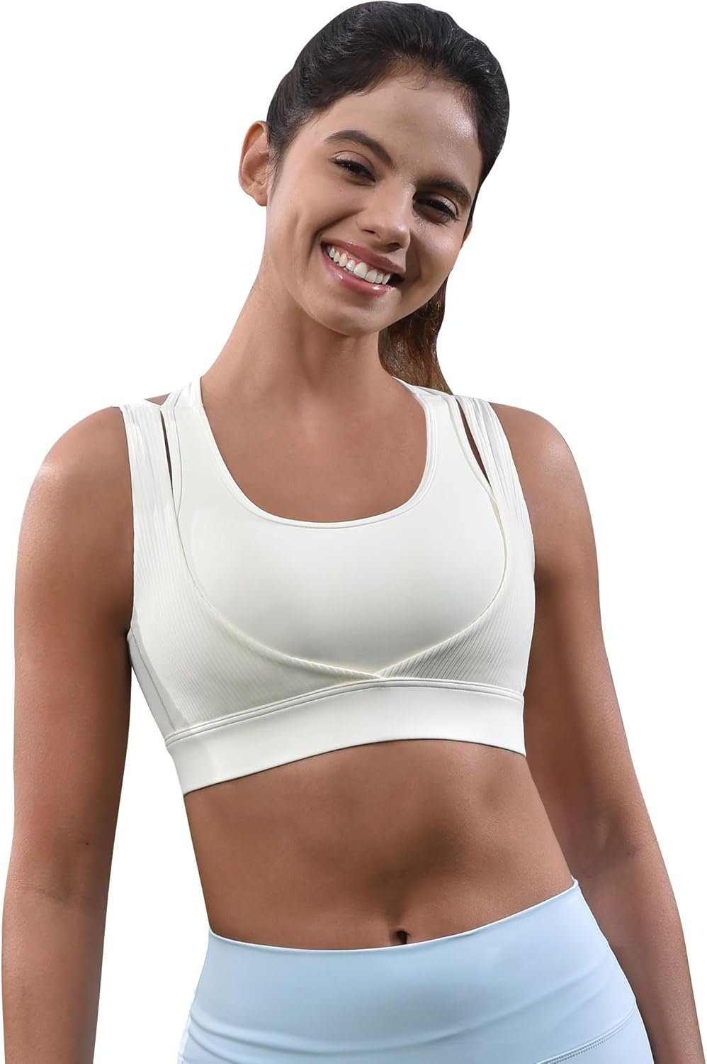 Cordaw Racerback Sports Bras for Women High Support, Molded Cup High Impact Hook Back Yoga Running Bra