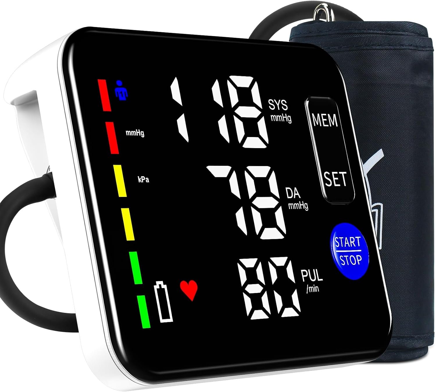 GUAEVER Blood Pressure Monitor Rechargeable Upper Arm Blood Pressure Monitors for Home Use Large Screen Bp Machine with 8.7″-16.5″ Bp Cuff, 2×120 Memory, Voice Broadcast Bp Monitor (Black)