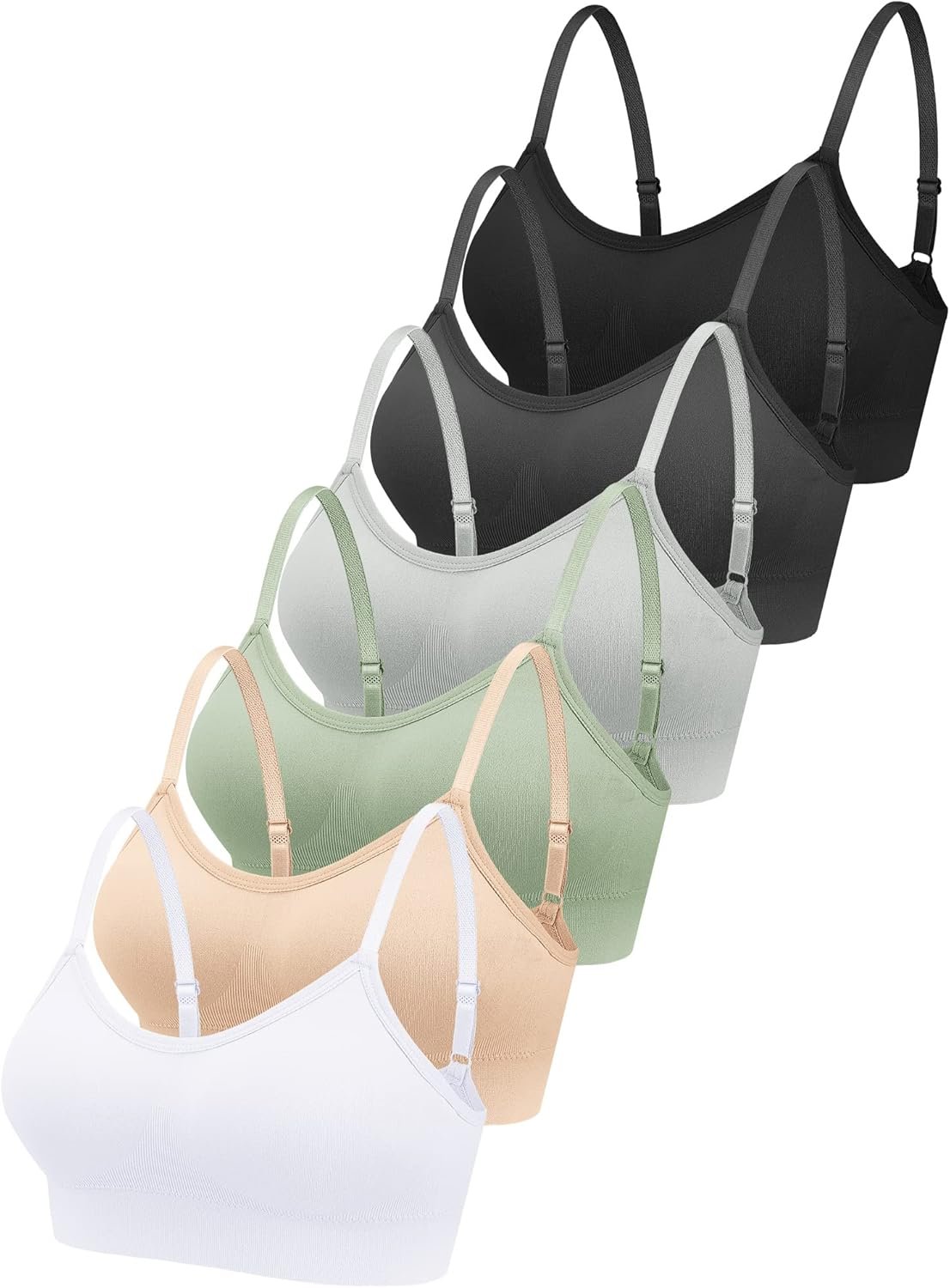 Geyoga Multiple Packs Sports Bra for Women, No Underwire Wireless Bralette Support Padded Cami Bra Seamless Camisole Tank Top