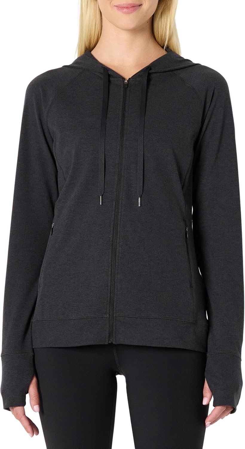 Amazon Essentials Women’s Athletic Soft Performance Lightweight Zip Up Workout Hoodie Jacket
