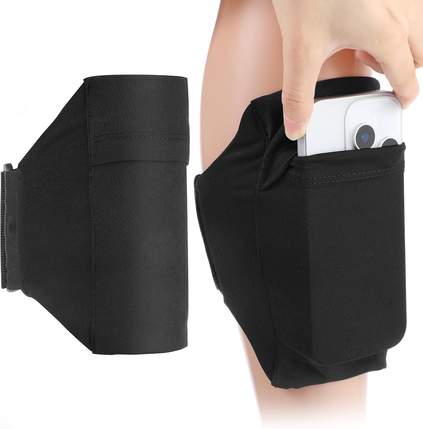 Cell Phone Leg Straps, Black Leg Phone Holder, Adjustable Cellphone Leg-Band for Women and Men, Non Slip Smartphone Armband for Running, Hiking, Equestrian, Motorcycle, Workout, Walking, Hiking
