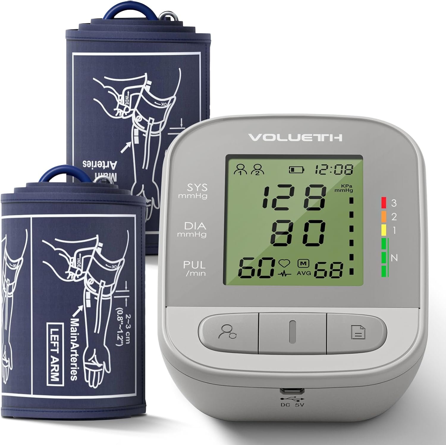 VOLUETH Upper Arm Blood Pressure Cuff, Blood Pressure Monitor for Kids & Adult, Small Cuff 7″-9″，Medium/Large Cuff 9″-17″，Perfect for Health Monitoring