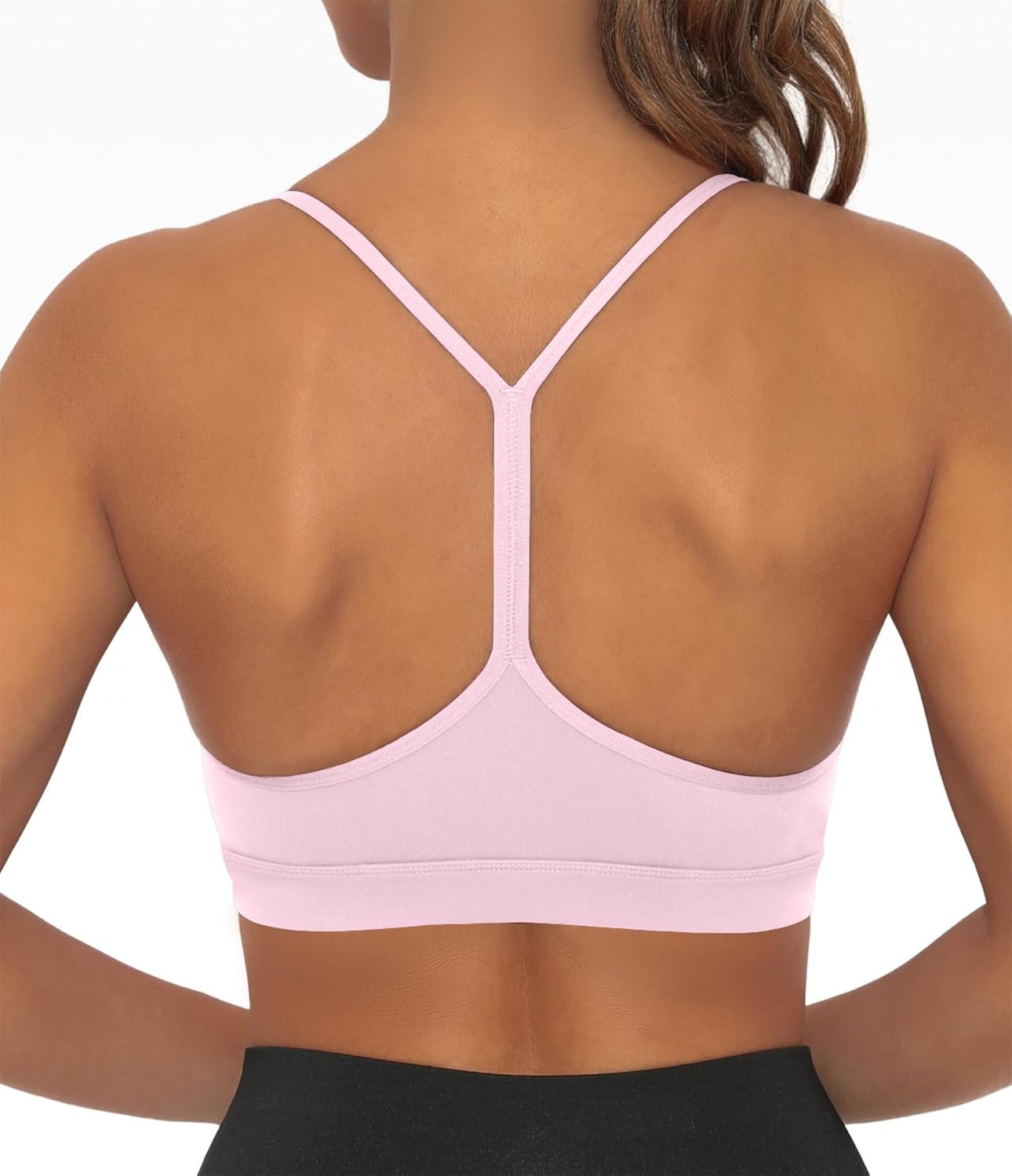 Comper Y Back Sports Bra for Women Low Impact Racerback Workout Bras Sexy Thin Straps Yoga Bras with Removable Pads