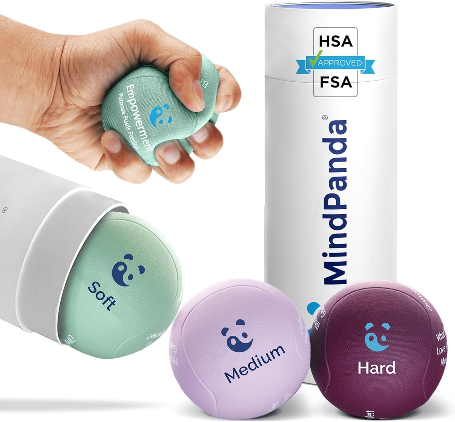 Mind & Body Stress Balls for Adults – Multi-Density Squeeze Balls for Hand Therapy & Grip Strengthening – Stress & Anxiety Relief – Soft to Triple Density Options