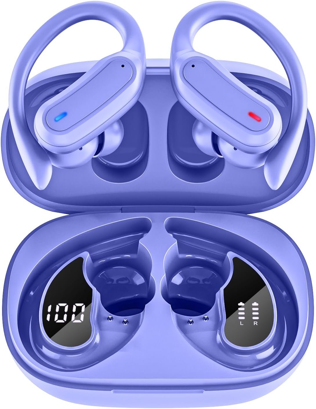 TRAUSI Wireless Earbuds with Water Resistant, Noise Cancelling Mic, Type-C Fast Charging Earphones Light Purple