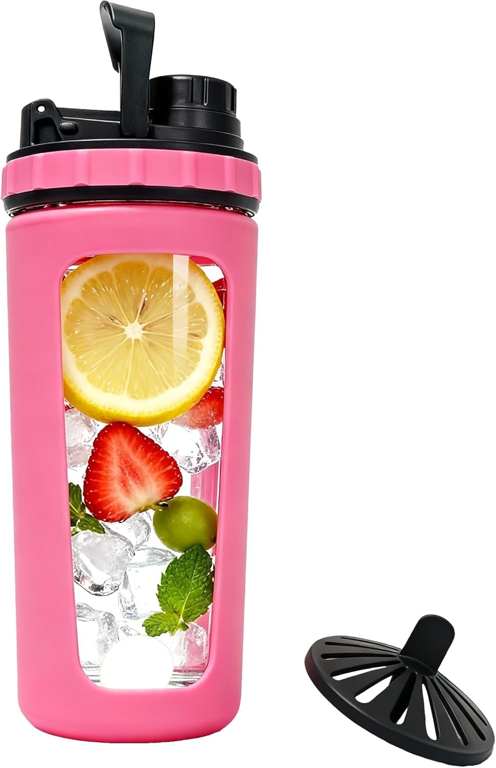 Glass Shaker Cup Odorless BPA Free– Glass Shaker Bottle for Protein 26oz Durable Borosilicate Glass, Leak-Proof & BPA-Free – Ideal for Creamy Protein Shakes, Smoothies & Workout Drinks (Pink)