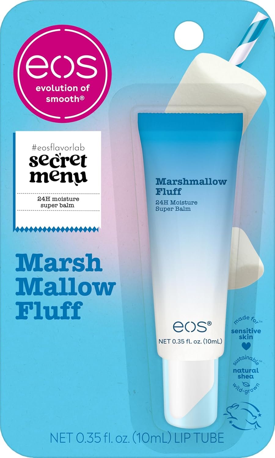 eos 24H Moisture Super Balm – Marshmallow Fluff, Lip mask, Moisturizing, Lip Treatment, Limited-Edition Skincare, 0.35 fl oz
