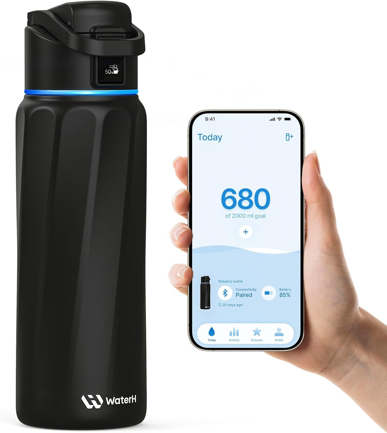 BOOST Smart Water Bottle with Reminder & Tracker, Double Wall Vacuum Insulated Bottles Stainless Steel, 32oz BPA-Free Wide Mouth for School, Gym, Office, Ideal for Mother’s Day