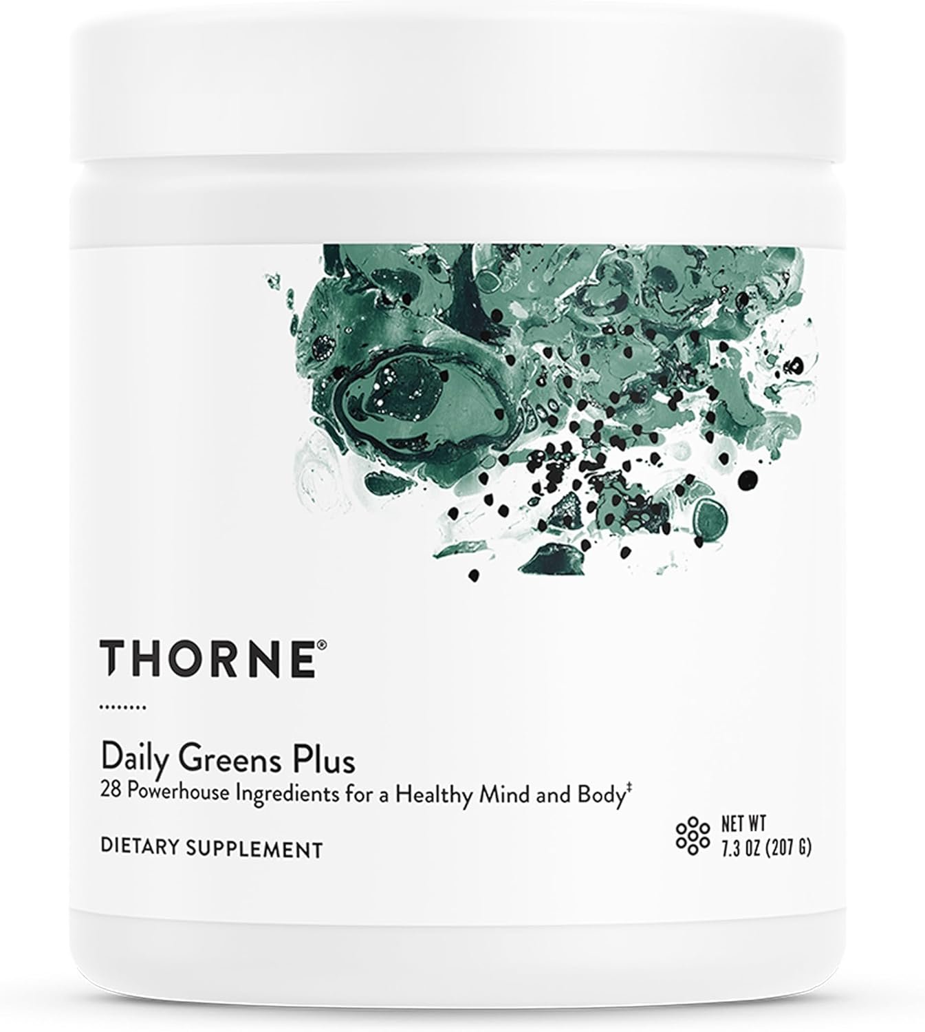 THORNE – Daily Greens Plus – Comprehensive Greens Powder with Matcha, Spirulina, Moringa and Adaptogen, Mushroom and Antioxidant Blends – Refreshing, Mint Flavor 7.3 Oz – 30 Servings