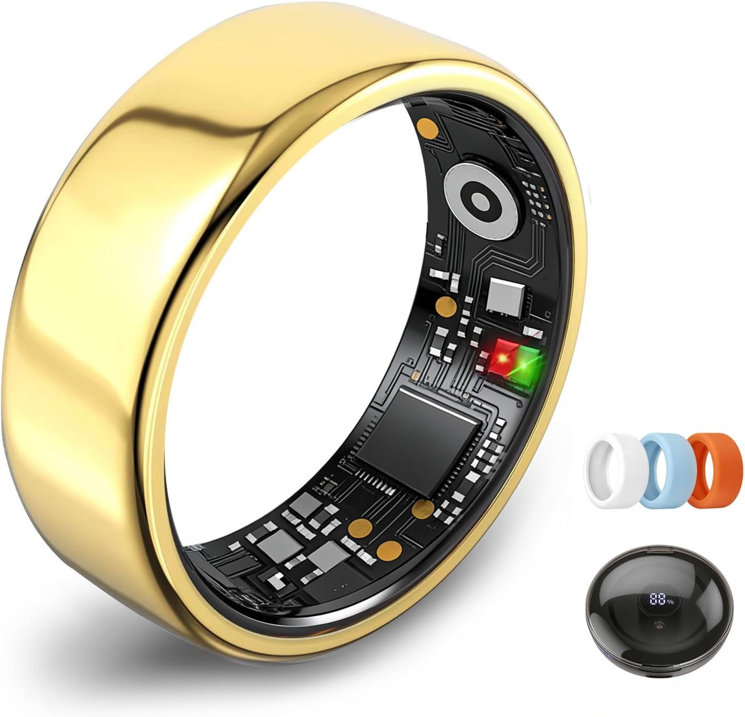 Smart Ring for Women Men,Fitness Tracker Ring,Heart Rate,Blood Oxygen,Step Tracker,Sleep Tracker,Meditation Assistance,No Subscription Fee,IP68 Waterproof Smart Ring for iphone&Android(Gold 9)