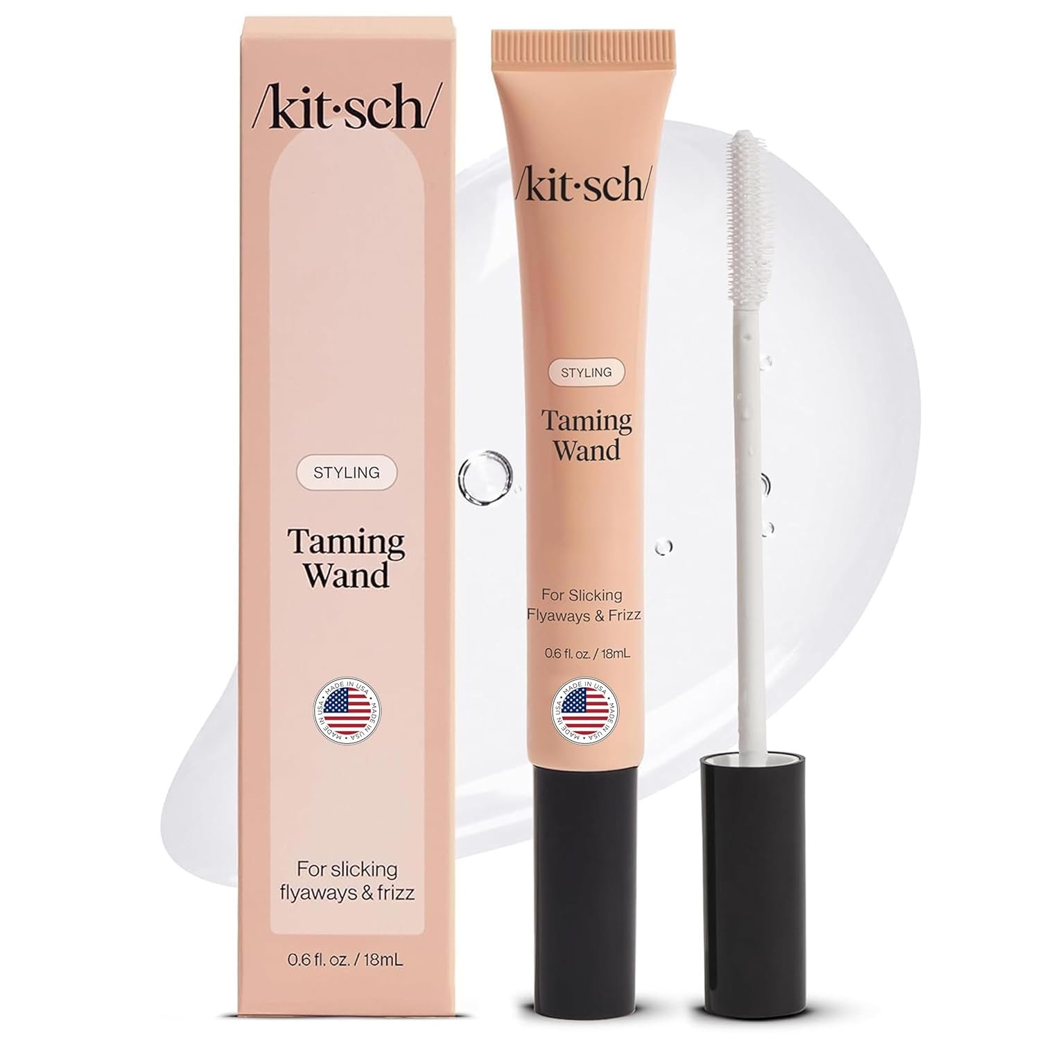 Kitsch Hair Taming Wand – Fly Away Stick For Hair with Biotin, Aloe & Vitamin E | Clear Hair Mascara for Flyaways, Slick Back Style | Travel Size | Ideal Gifts for Women – 18mL