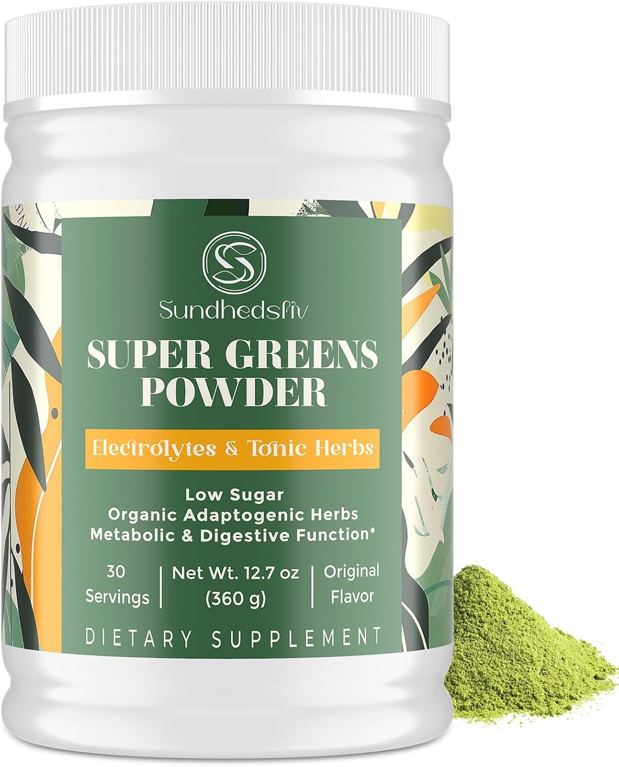 Electrolytes Powder Plus Super Greens & Tonic Herbs – Low Sugar Electrolyte Drink Mix for Hydration, Energy, Gut & Immune – with Shilajit, Chlorella, Organic Greens, Adaptogens -Unflavored-30 Servings