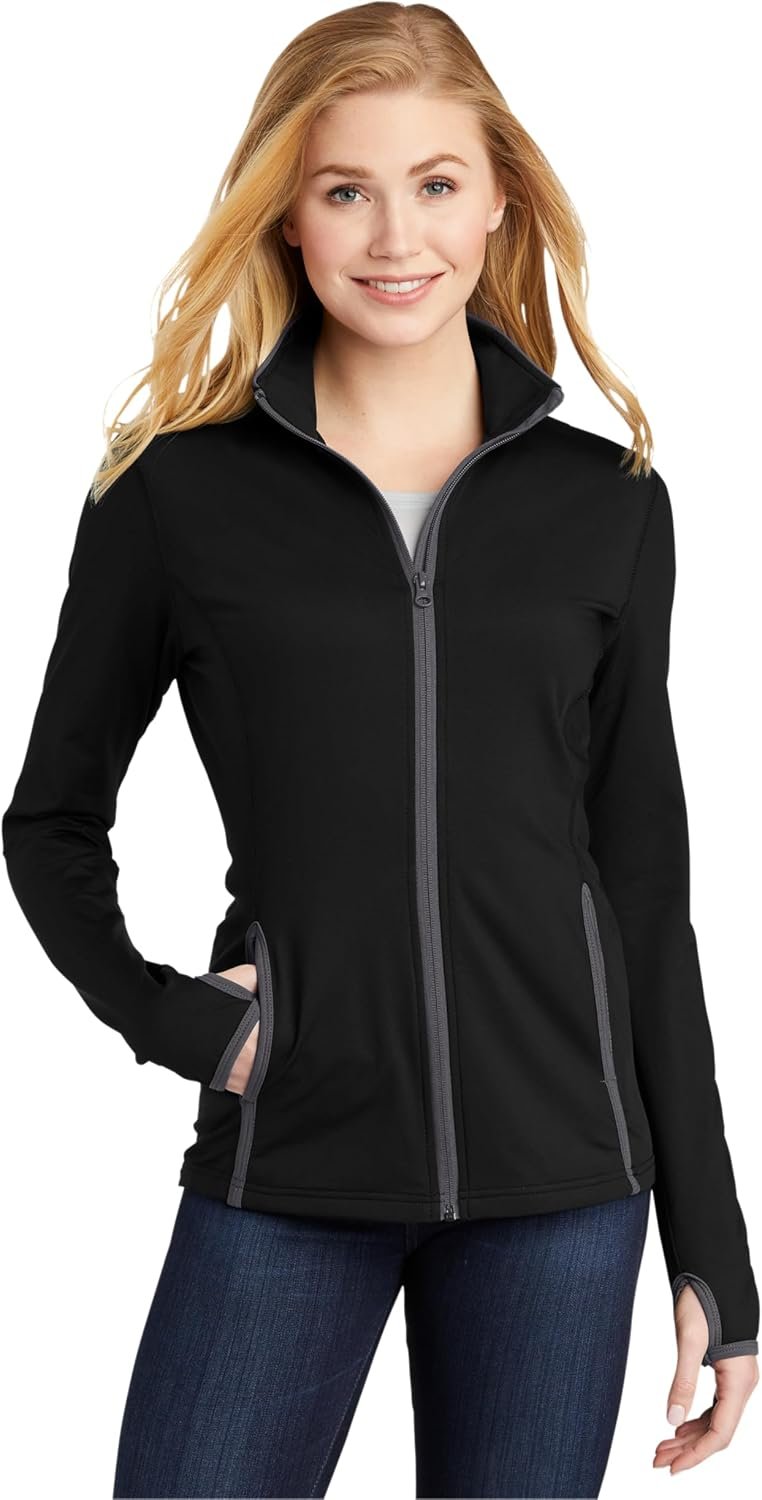 SPORT-TEK Women’s Sport-Wick Stretch Contrast Full Zip Jacket
