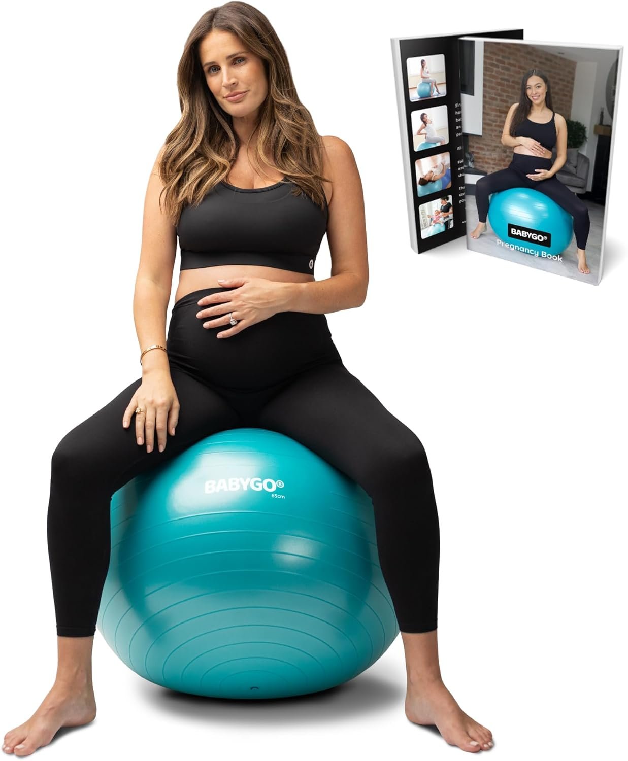 BABYGO Birthing Ball – Pregnancy Yoga Labor & Exercise Ball & Book Set Trimester Targeting, Maternity Physio, Birth & Recovery Plan Included Anti Burst Eco Friendly
