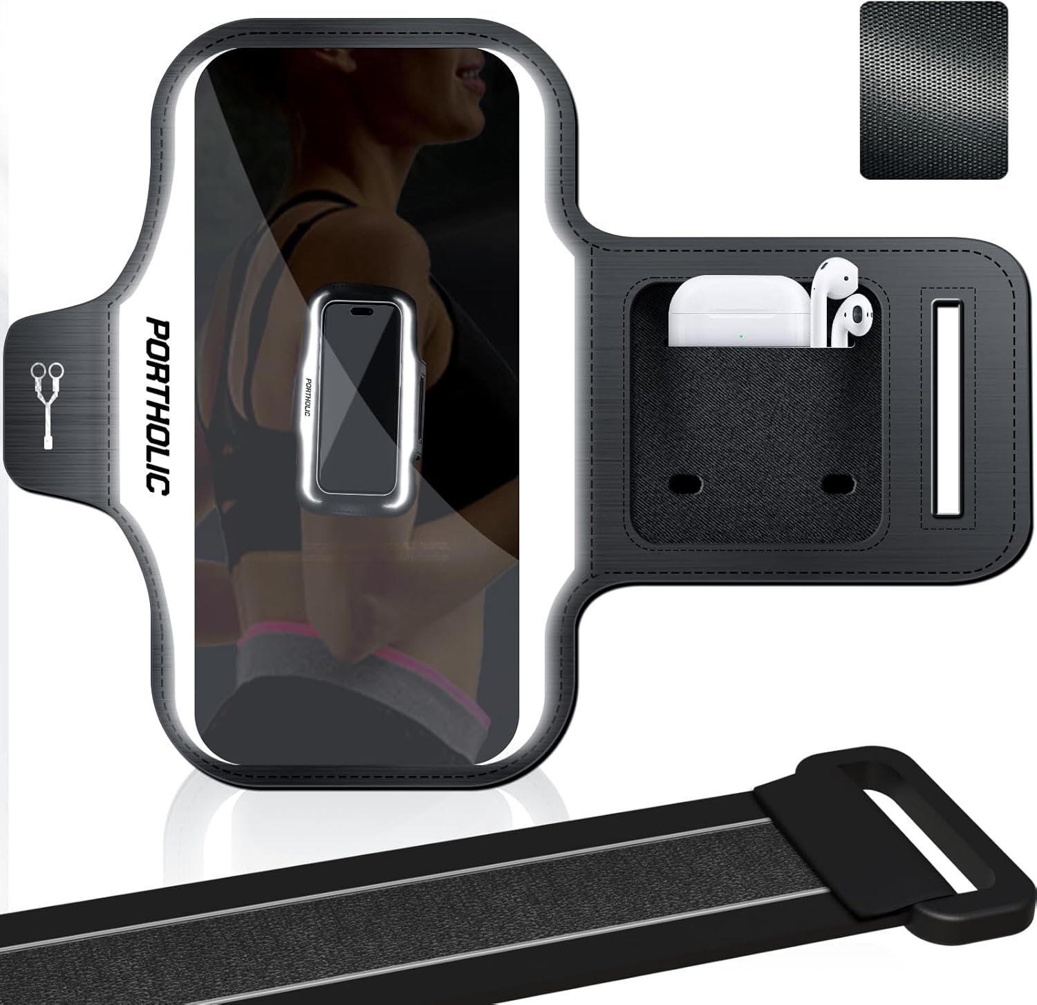 PORTHOLIC 2026 Running Armband Water Resistant Sports Phone Holder Case with Extension Strap,Card Slot Up to 6.9″ Phone for iPhone 17/16/15/14/13 Plus Air Pro Max XR/XS