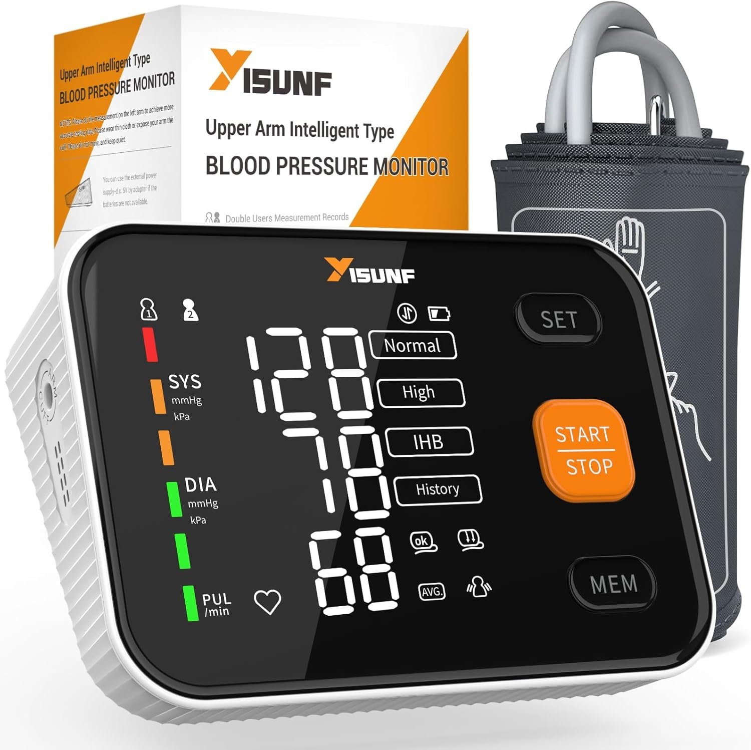 Blood Pressure Monitor for Home Use – Upper Arm Blood Pressure Machine with Adult BP Cuff, Dual-User 240 Sets Memory, XL Backlight LED Display
