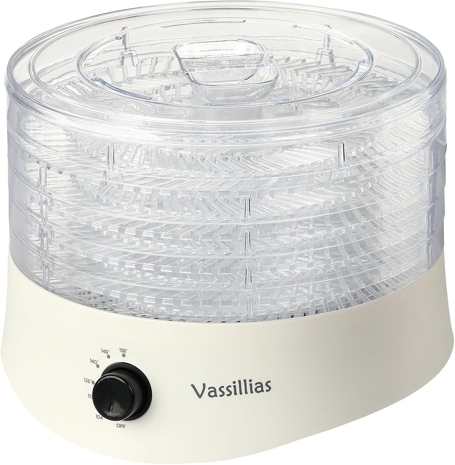 Small Food Dehydrator Dryer – Dehydrator for Healthy Food, Meat, Jerky, Fruit, Vegetable, Mushroom and Herb, 280W, 158°F, Mini Dryer with 5 BPA-Free Drying Racks and Slide Out Tray, White, Model 704M