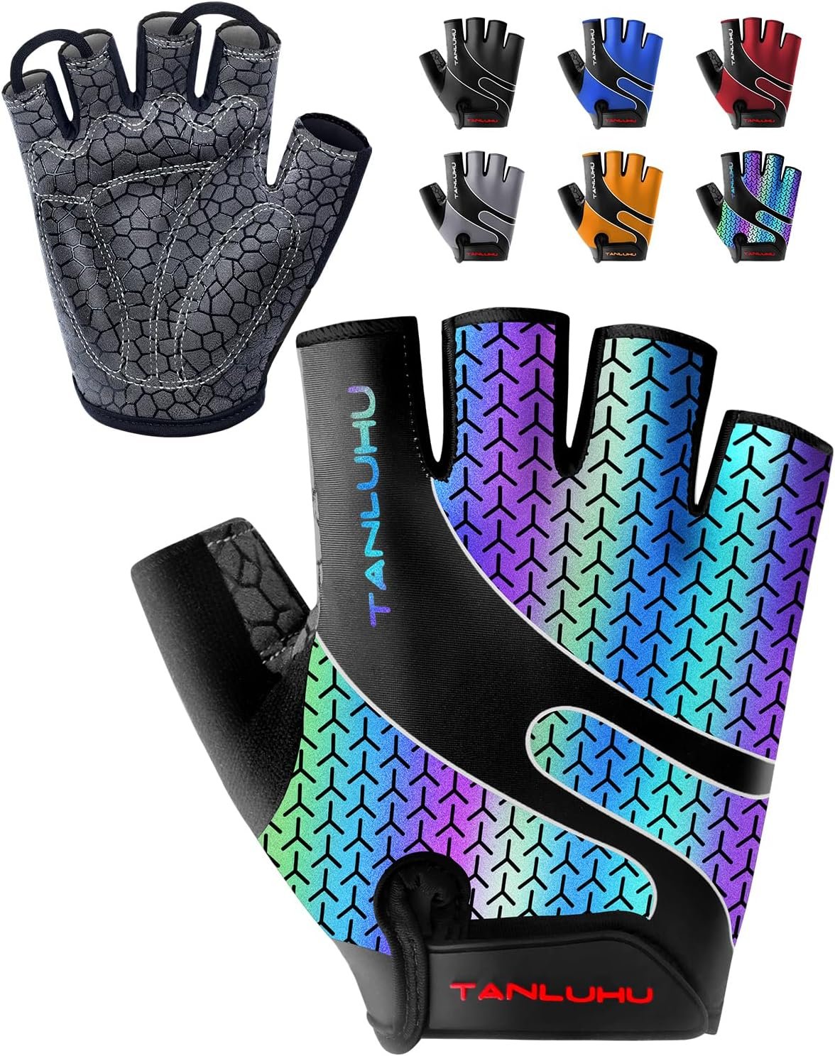 Tanluhu Cycling Gloves – Mountain Bike Half Finger Road Riding Gloves, Breathable, Shock-Absorbing, for Men and Women