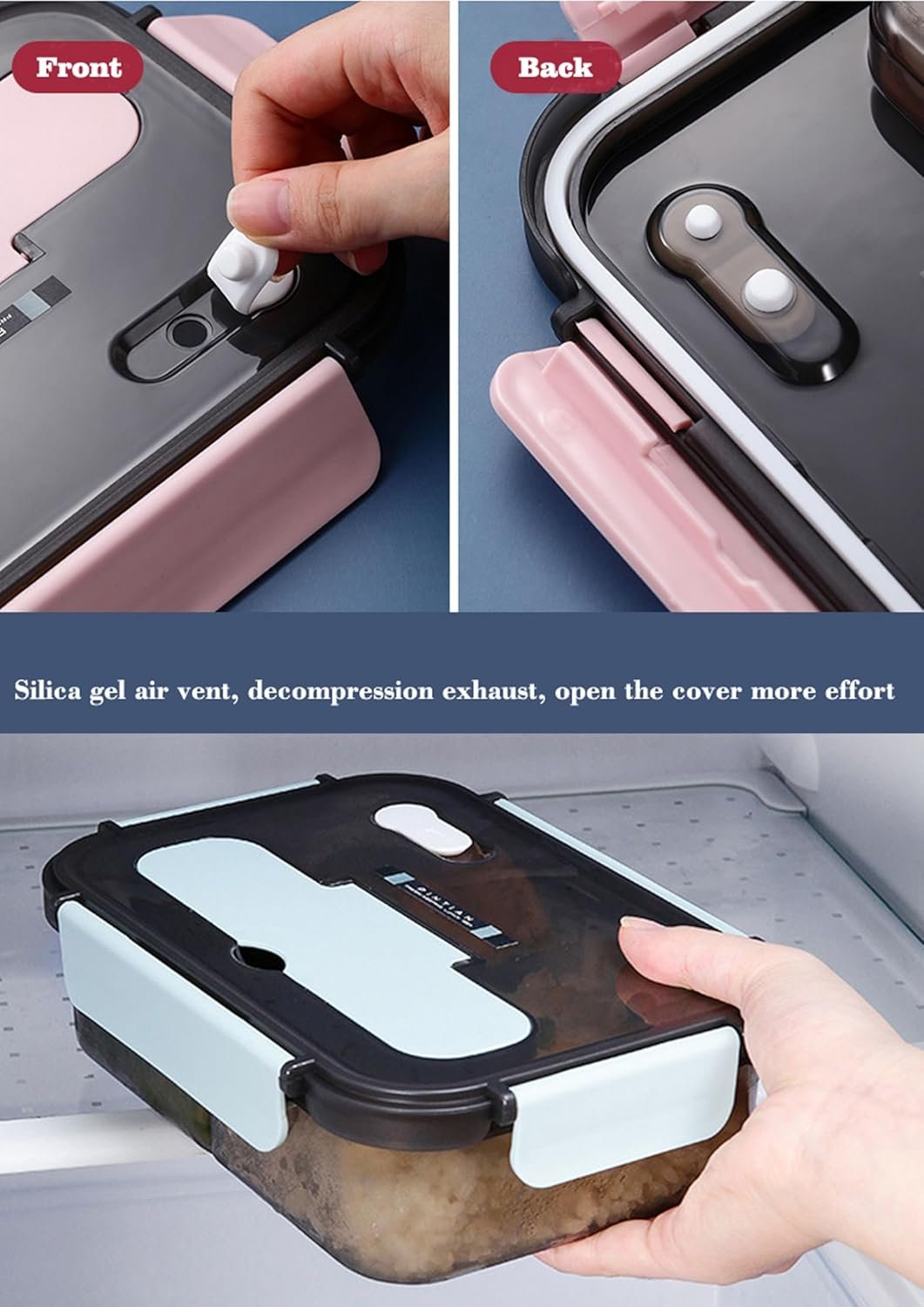 Bento Box for Women Men, 37.19 Oz/ 4.65 Cup Reusable Lunch Box with Spoon Fork and 2 Compartments, Lunchable Food Container with Utensils for Office Camping, Beige