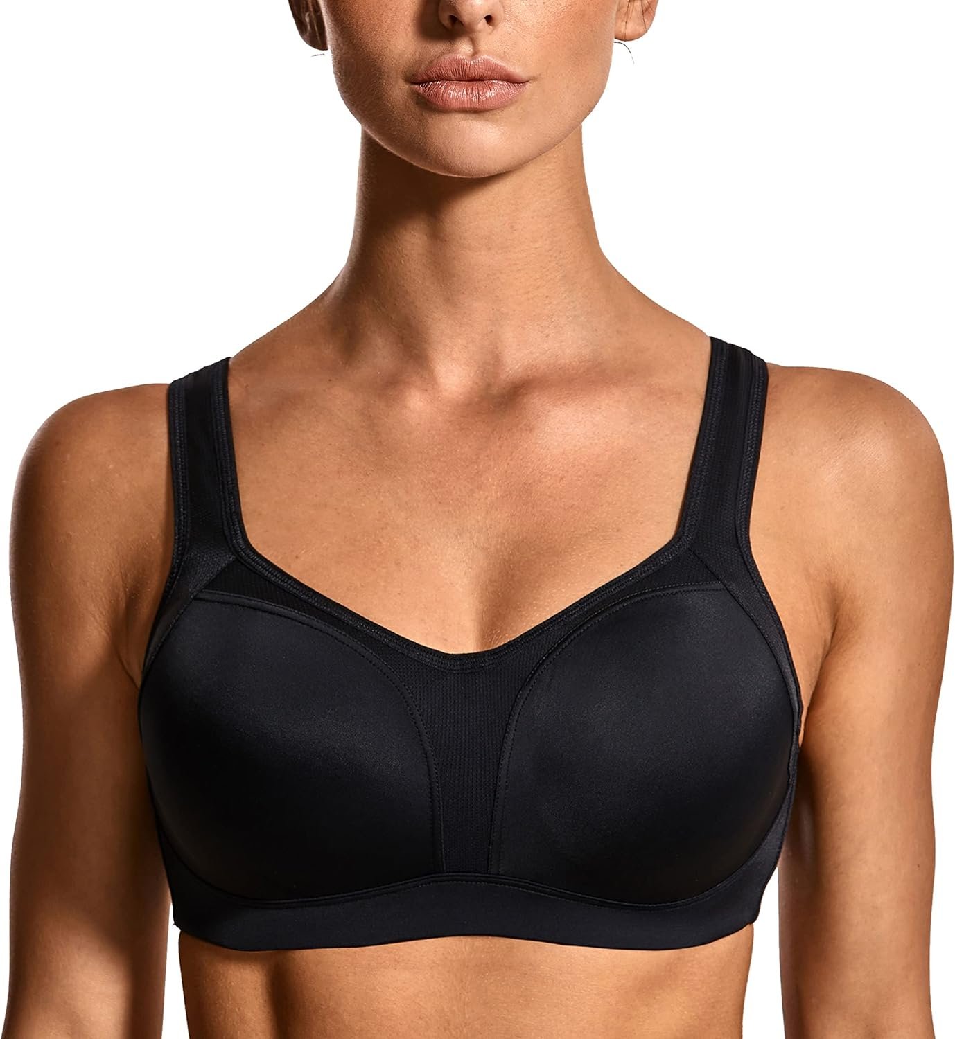 SYROKAN Women’s High Impact Underwire Sports Bra High Support Large Bust Padded Adjustable Straps Running Bra