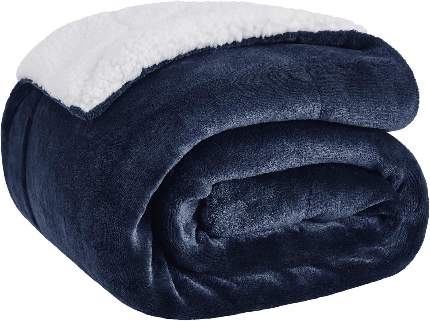 Bedsure GentleSoft Sherpa Fleece Throw Blanket for Couch, Non-Heated, Thick and Warm Throw for Women and Men, Soft Fuzzy Plush Weight Blanket for Winter, Navy, 50×60 Inches