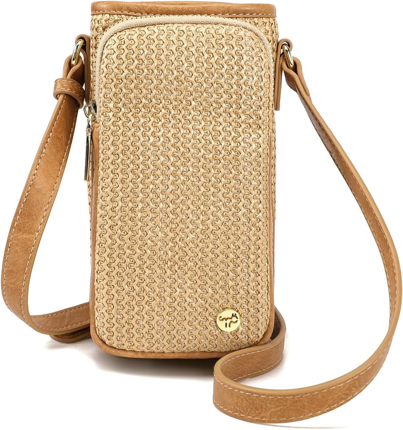 MINICAT Straw Bags for Women, Vacation Purse, Water Bottle Carrier Bag Water Bottle Holder, Beach Bag Raffia Purse
