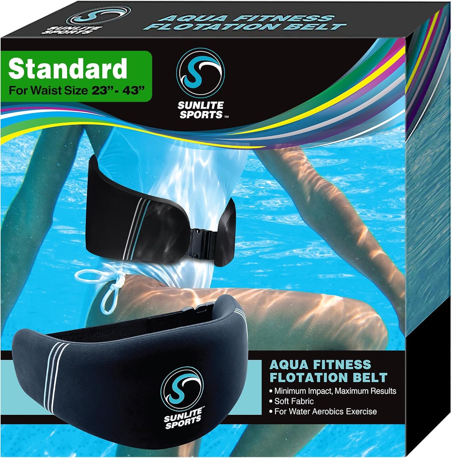 Sunlite Sports AquaFitness Deluxe Flotation Swimming Belt – Water Aerobics Equipment for Pool, Low-Impact Workout